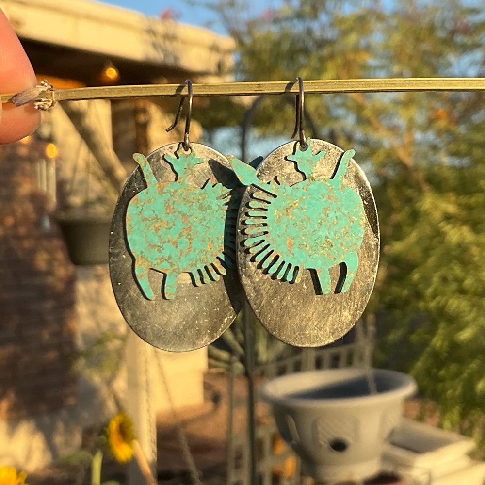 Native American Copper on Silver Earrings - Picture 3 of 6
